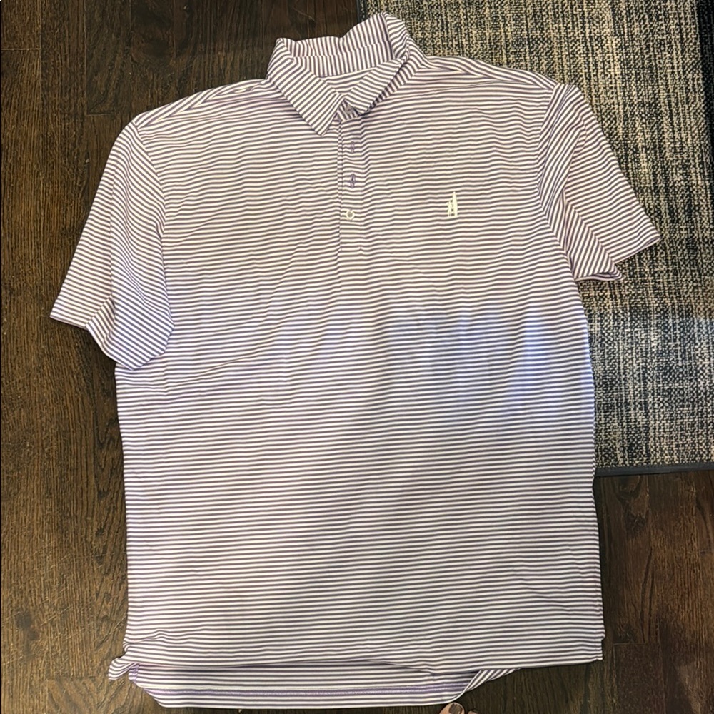 johnnie-O Navy and White Striped Polo
